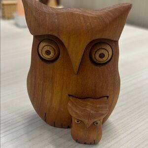 Handcrafted Wooden Owl Decor made with Italian wood